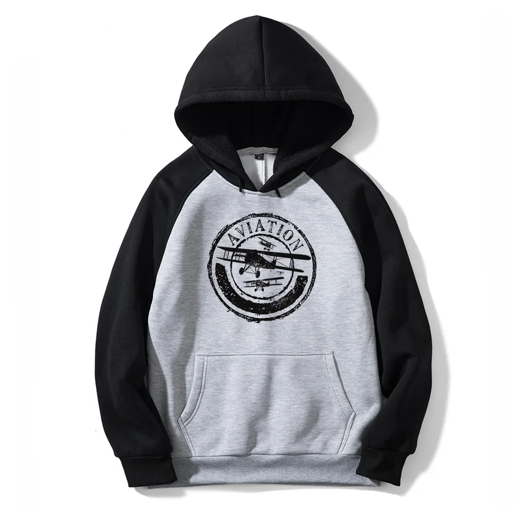 Aviation Lovers aviation design on colourful cotton blend colourful hoodie.