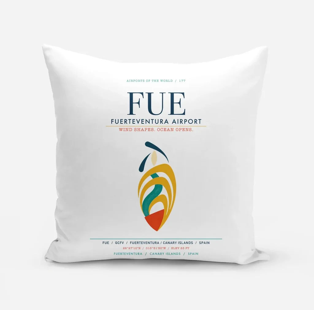 Fuerteventura Airport (FUE) design on white pillow