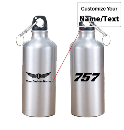 Boeing 757 Flat Text aviation design on thermos, vacuum-insulated.