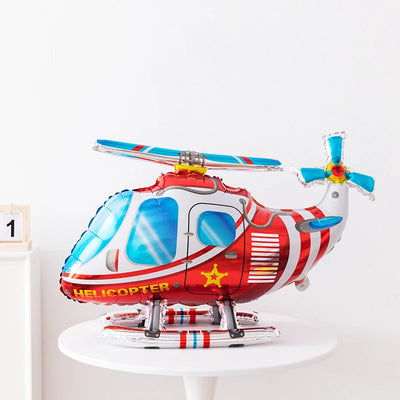 Red Kids' 3D Helicopter Balloon: Stereo 3D Shape, Fun Aircraft Theme – Ideal for Play & Decor aviation themed airplane balloo.