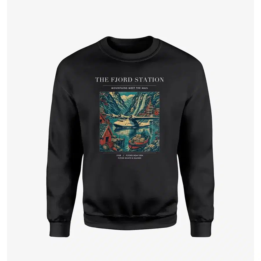VINTAGE G4062 - The Fjord Station - Designed Sweatshirts design on black