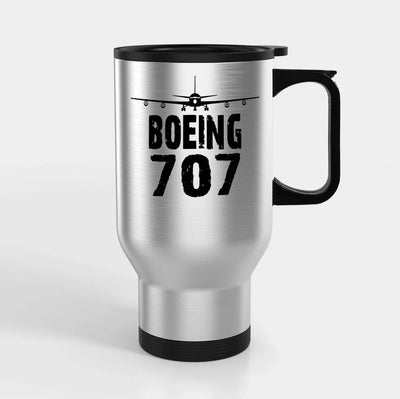 Boeing 707 & Plane Travel Mugs (With Holder) aviation design on travel mug with holder, insulated double-wall with car-cup ba.