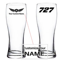 Thumbnail for Boeing 727 Flat Text aviation design on pilsner glass, tall pilsner glassware.