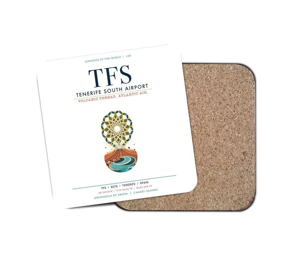Tenerife South Airport (TFS) design on white 1 piece coaster
