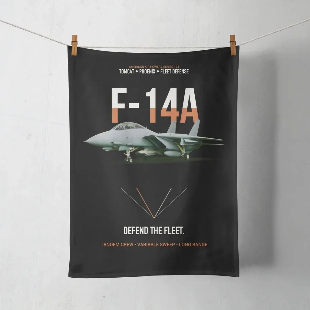 F-14A Tomcat Defend The Fleet design on black towel