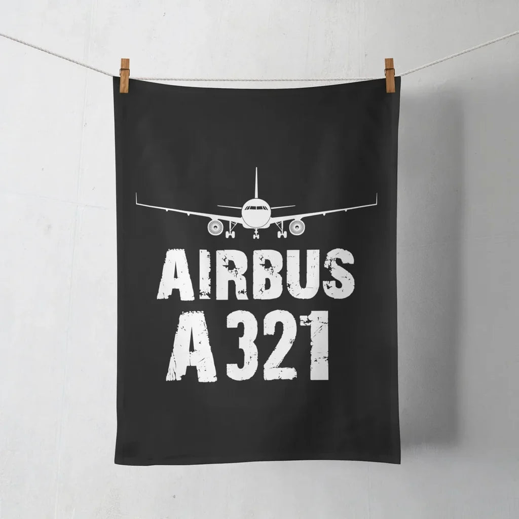 Airbus A321 & Plane aviation design on soft absorbent cotton towel.