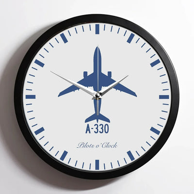 Airbus A330 aviation design on premium wood and metal wall clock.