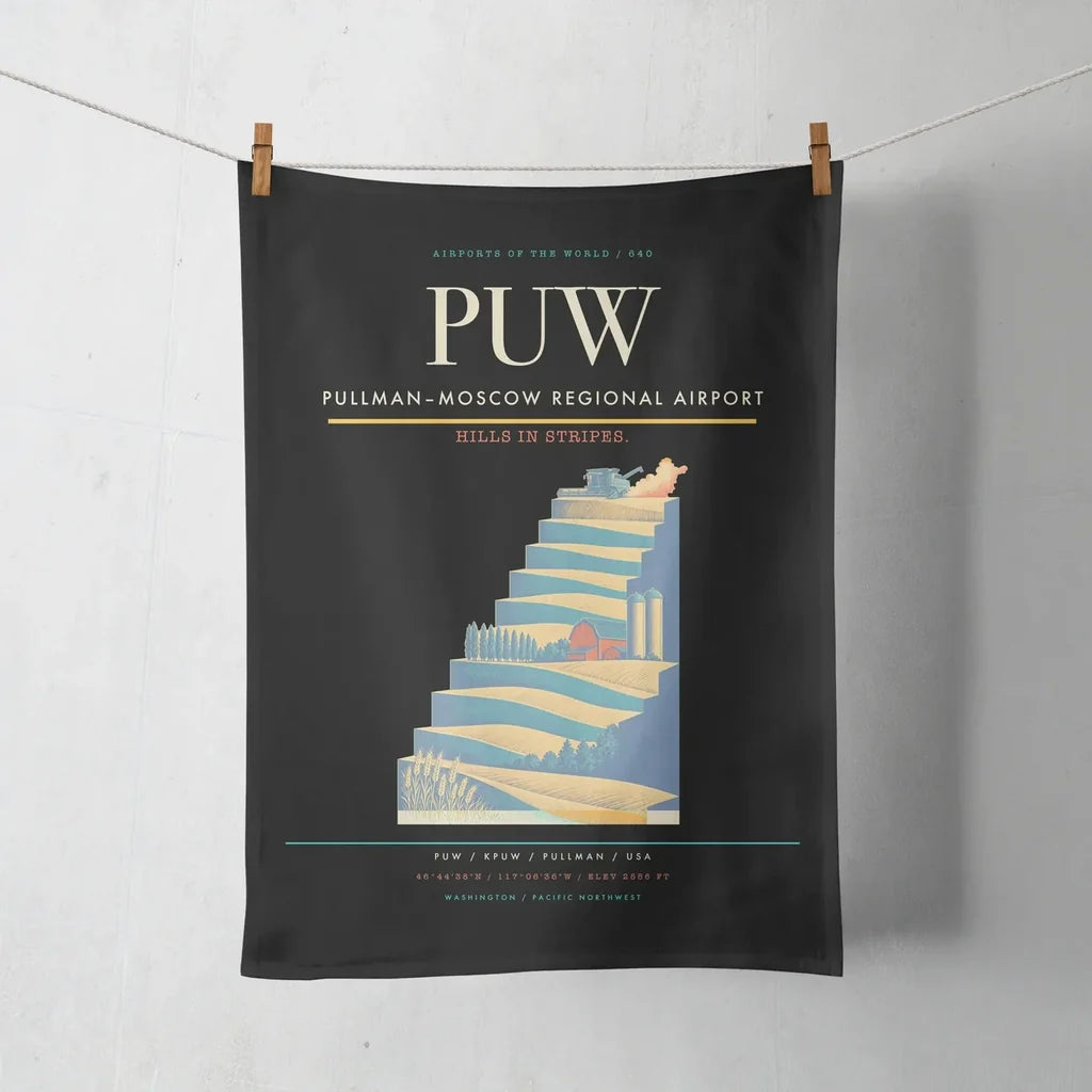 Pullman–Moscow Regional Airport (PUW) design on black towel
