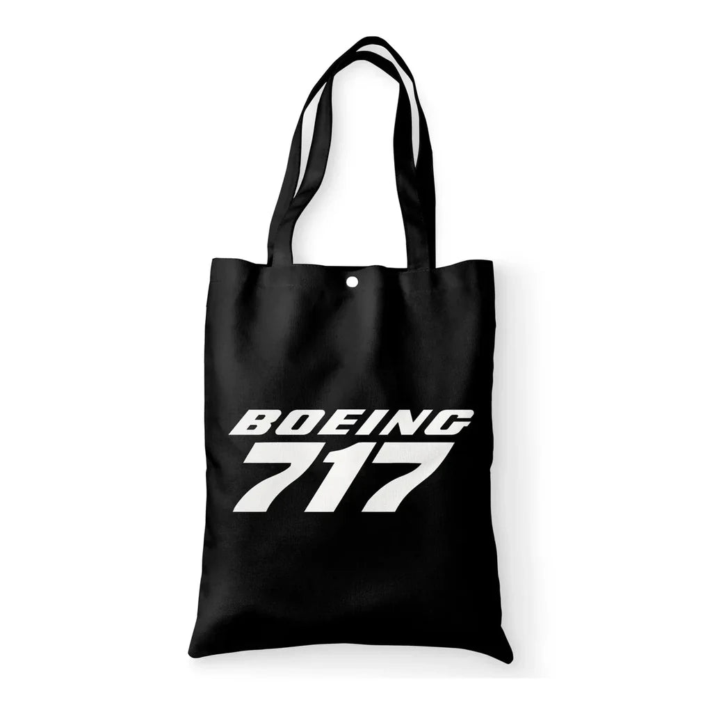Boeing 717 & Text aviation print tote bag, canvas.