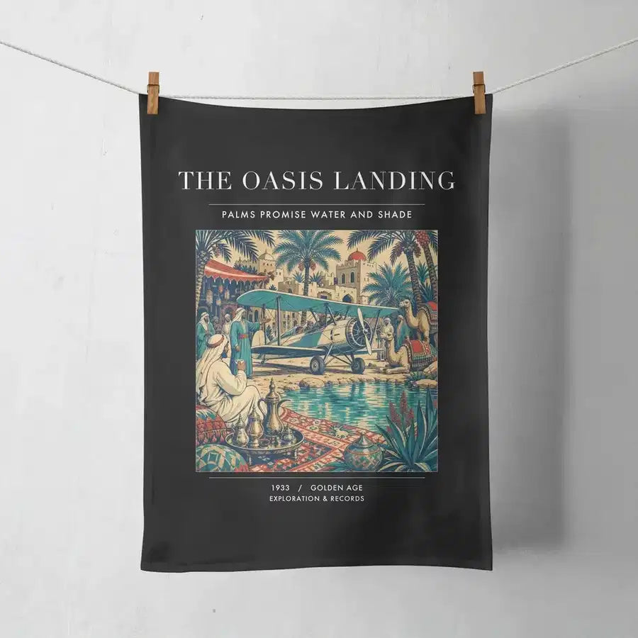 VINTAGE G4331 - The Oasis Landing - Designed Towels design on black