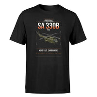 Thumbnail for Aérospatiale SA 330B Puma design on black t-shirt, single-side print
