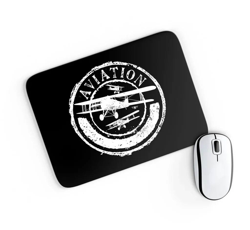 Aviation Lovers aviation design on neoprene with anti-slip base mouse pad.
