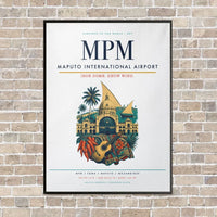 Thumbnail for Maputo International Airport MPM vertical canvas print - framed - white background