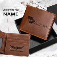 Thumbnail for Virgin Atlantic Airlines aviation laser-engraved leather wallet in leather.