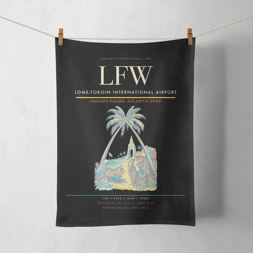 Lome-Tokoin International Airport (LFW) design on black towel