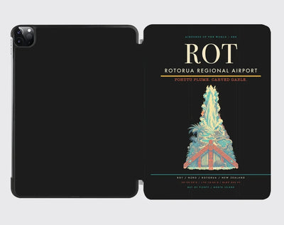 Rotorua Regional Airport (ROT) design on black ipad tablet case