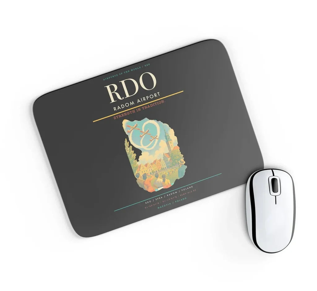 Radom Airport (RDO) design on black rectangle mouse pad