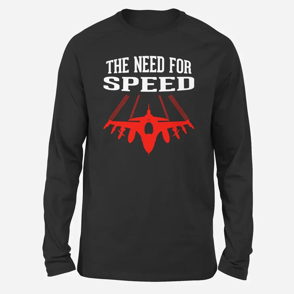 The Need For Speed Long-Sleeve aviation design printed on soft cotton long-sleeve T-shirt.