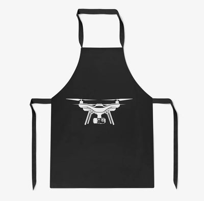 Drone Silhouette aviation design on durable cotton blend kitchen apron.