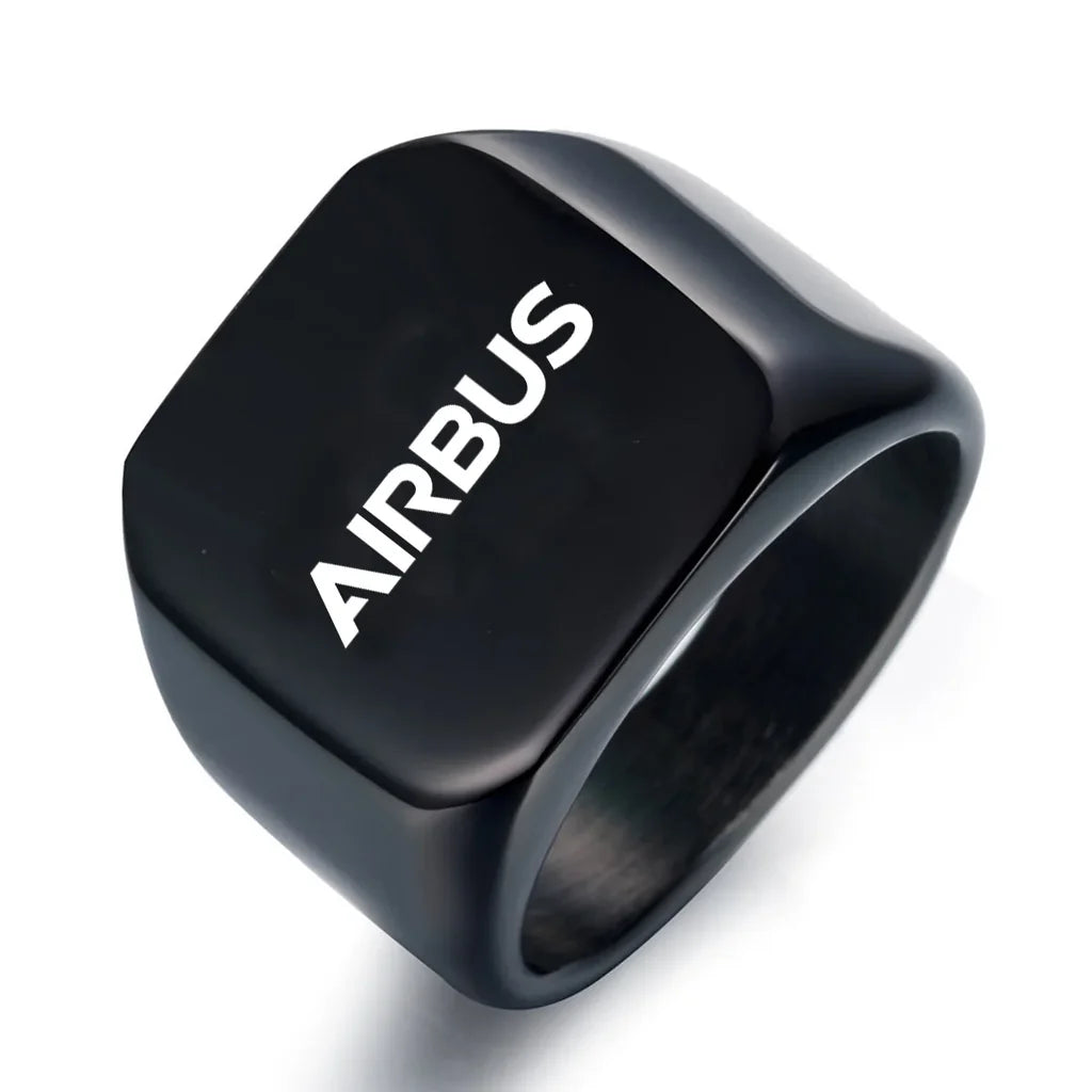 Airbus & Text aviation ring in stainless steel.