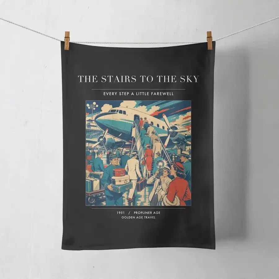 VINTAGE G4214 - The Stairs To The Sky - Designed Towels design on black