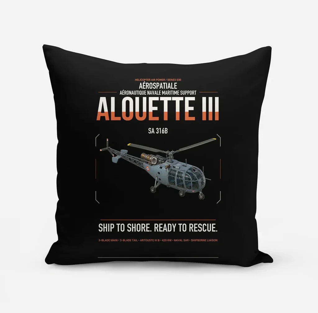 Aérospatiale SA 316B Alouette III design on black pillow