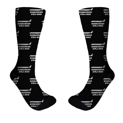 Bombardier CRJ-900 aviation design on soft cotton blend socks.