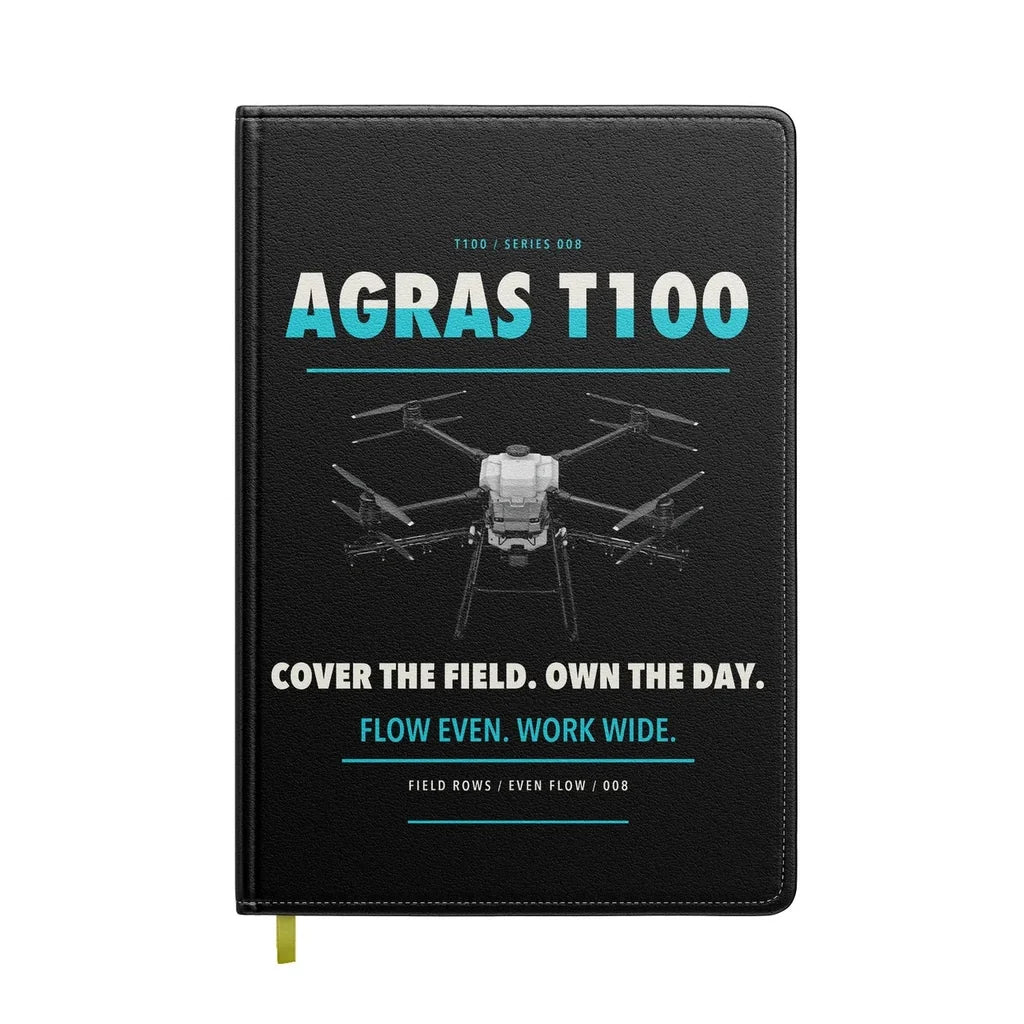DJI Agras T100 design on black notebook