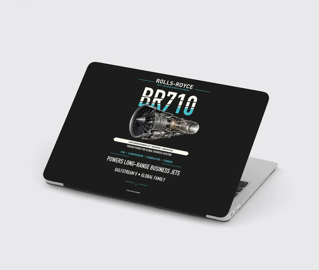 BR710 design on black MacBook case