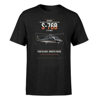 Thumbnail for Sikorsky S-76B design on black t-shirt, single-side print