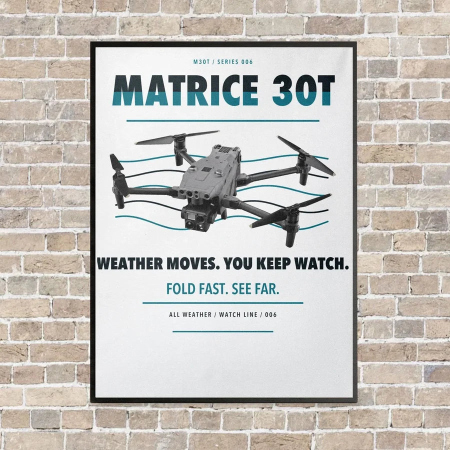 DJI Matrice 30T vertical canvas print - framed - white background