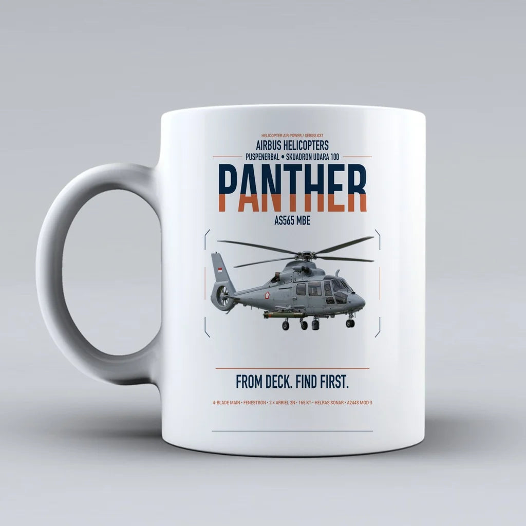 Airbus Helicopters AS565 MBe Panther design on white ceramic mug, double-side print