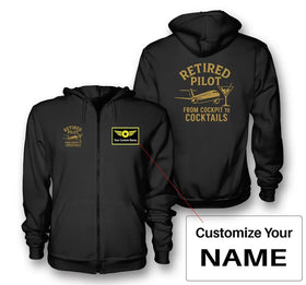 Retired Pilot & Coctails Zipped Hoodies