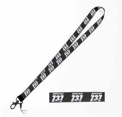 Super Boeing 737+Text lanyard and ID holder in black