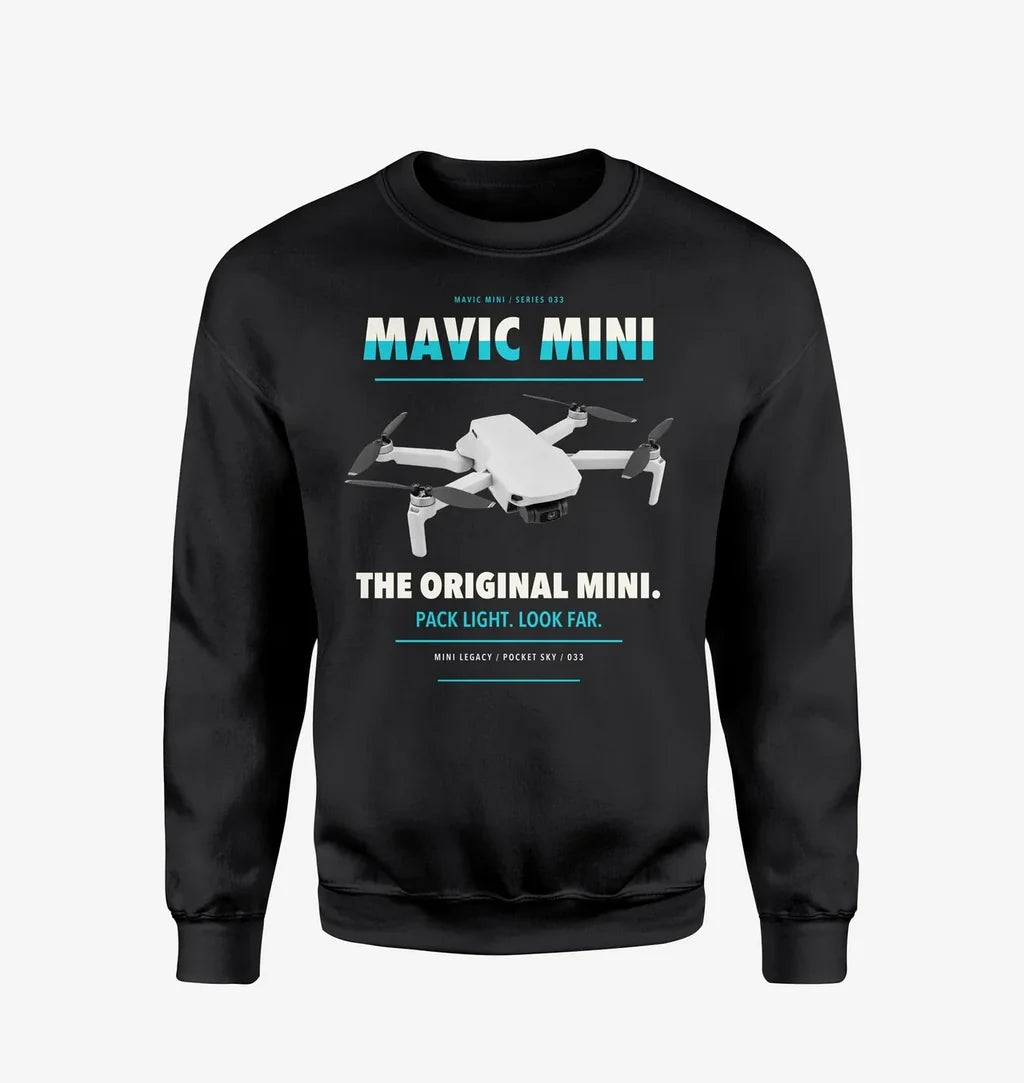 DJI Mavic Mini design on black sweatshirt