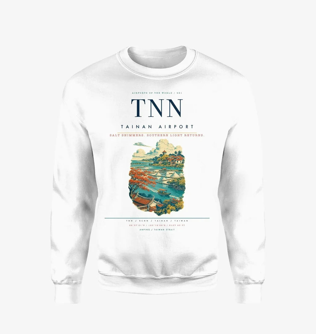 Tainan Airport (TNN) design on white sweatshirt