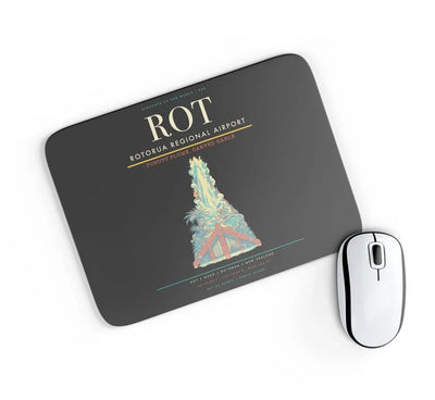 Rotorua Regional Airport (ROT) design on black rectangle mouse pad