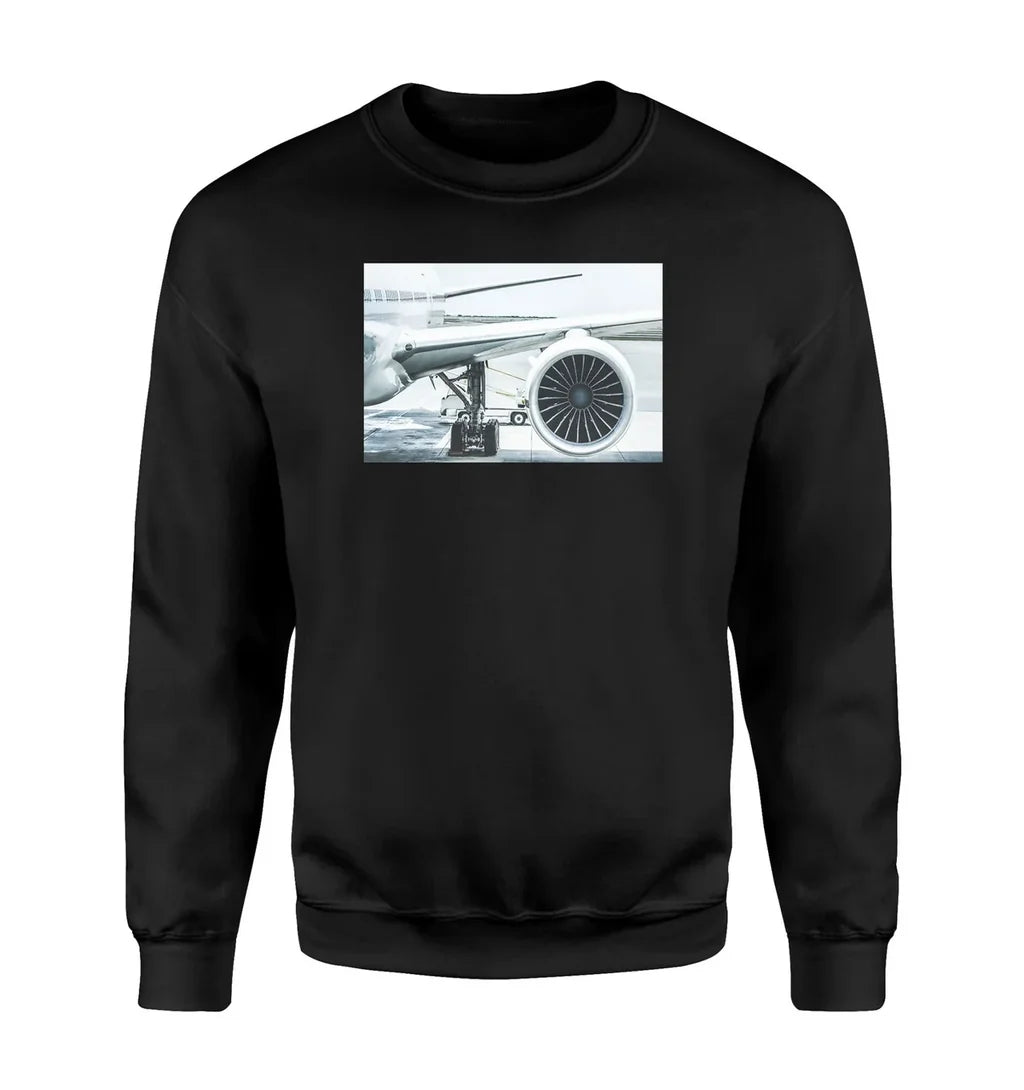 Amazing Aircraft & Engine aviation design printed on soft cotton blend sweatshirt.