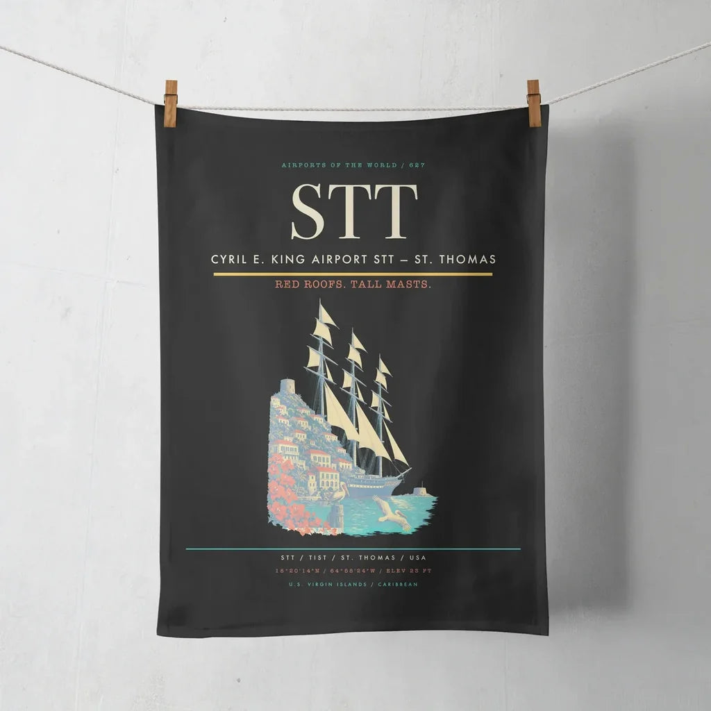 Cyril E. King Airport (STT) design on black towel