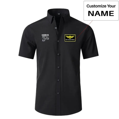 Airbus A350 & Trent Wxb Engine Short Sleeve aviation design printed on soft cotton 2D-printed shirt.