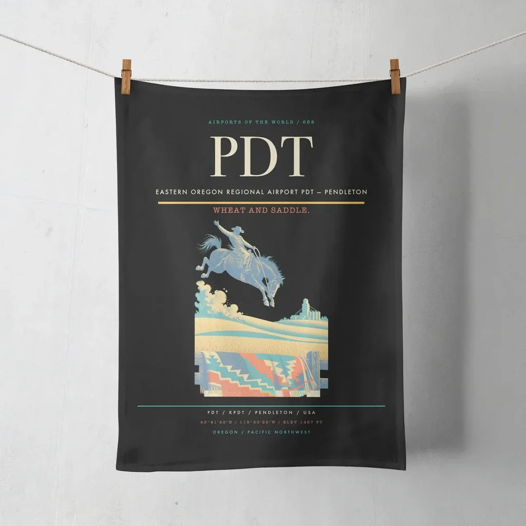 Eastern Oregon Regional Airport (PDT) design on black towel