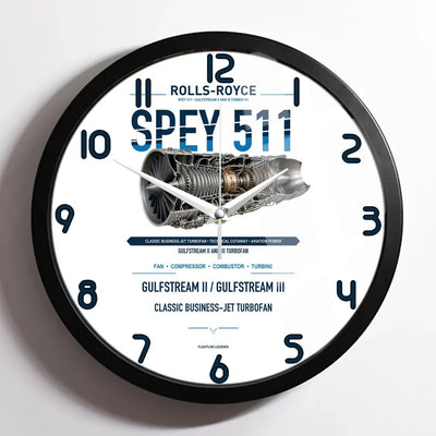 SPEY 511 design on white framed wall clock