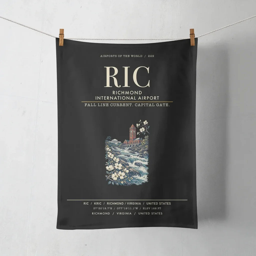 Richmond International Airport (RIC) design on black towel