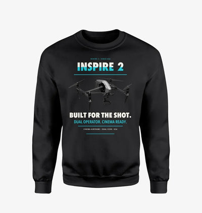 DJI Inspire 2 design on black sweatshirt
