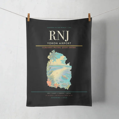 Yoron Airport (RNJ) design on black towel