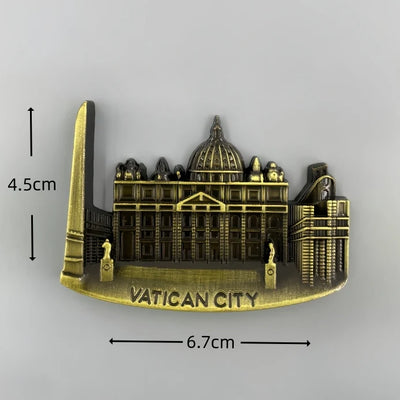 Rome Vatican City Rome Italy 3D Metal Fridge aviation design 3D metal magnet sticker in 3D metal with magnetic back.