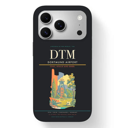 Dortmund Airport (DTM) design on black iPhone 17 Pro MagSafe case