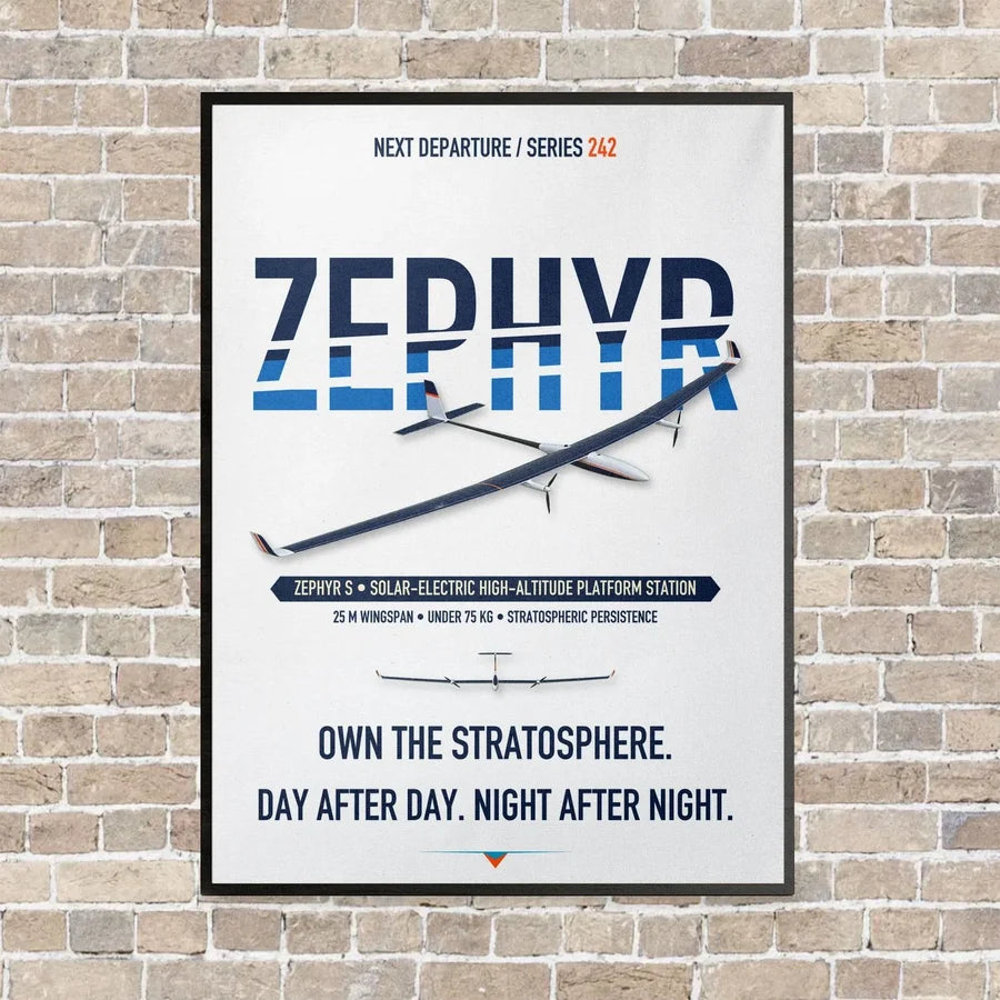 Airbus Zephyr S vertical canvas print - framed - white background
