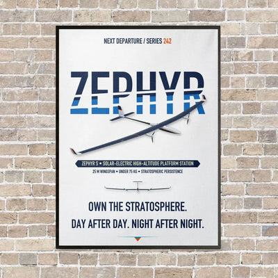 Airbus Zephyr S vertical canvas print - framed - white background