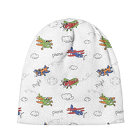 Thumbnail for Colorful Cartoon Planes aviation embroidery on soft knit fabric 3D knit beanie.